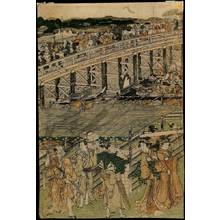 歌川豊国: Evening cool at Ryogoku bridge in Edo, Set of five prints - Austrian Museum of Applied Arts