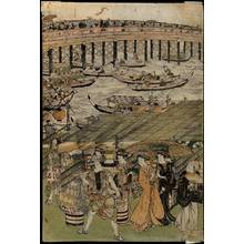 Utagawa Toyokuni I: Evening cool at Ryogoku bridge in Edo, Set of five prints - Austrian Museum of Applied Arts