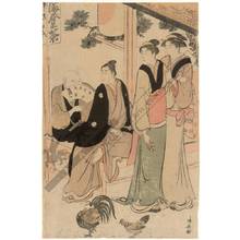 鳥居清長: Marriage aspirants befor a shrine (title not original) - Austrian Museum of Applied Arts