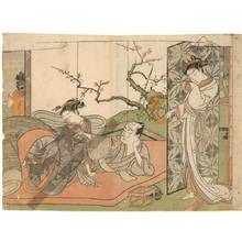 鈴木春信: Two lovers drinking sake (title not original) - Austrian Museum of Applied Arts