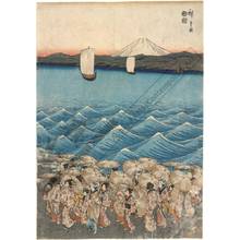 Utagawa Hiroshige: Large crowd visiting the shrine at Enoshima in the province of Sagami for the exhibition of the Benzaiten - Austrian Museum of Applied Arts