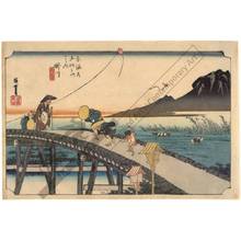 歌川広重: Kakegawa: Distant view of Mount Akiba (Station 26, Print 27) - Austrian Museum of Applied Arts