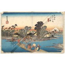 Utagawa Hiroshige: Kawasaki: The Rokugo ferry (station 2, print 3) - Austrian Museum of Applied Arts