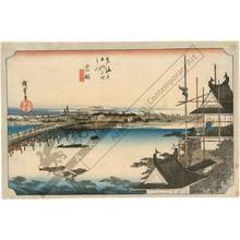 歌川広重: Yoshida: The Toyokawa bridge (station 34, print 35) - Austrian Museum of Applied Arts
