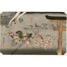 Utagawa Hiroshige: Miya: Religious festival at Atsuta Shrine (Station 41, Print 42) - Austrian Museum of Applied Arts