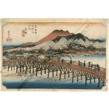 Utagawa Hiroshige: Capital: The Great Sanjo bridge (final station, print 55) - Austrian Museum of Applied Arts