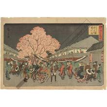Utagawa Hiroshige: Cherry blossom holiday in the main street of the Yoshiwara - Austrian Museum of Applied Arts