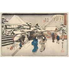 Utagawa Hiroshige: Tamaya at the back gate of Kameido Shrine - Austrian Museum of Applied Arts