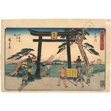 Ando Hiroshige, 歌川広重 (Ando Hiroshige)による浮世絵「Kakegawa: Crossing at Akiba-Street (Station 26, Print 27)」