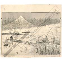 Katsushika Hokusai: Mount Fuji with rafts in the reed - Austrian Museum of Applied Arts