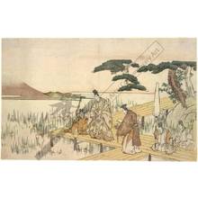 Katsushika Hokusai: Ariwara no Narihira on the Yatsuhashi (title not original) - Austrian Museum of Applied Arts