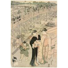 歌川豊国: Bustling crowds at the Ryogoku bridge (title not original) - Austrian Museum of Applied Arts