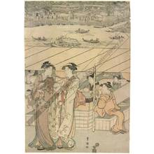 Utagawa Toyokuni I: Bustling crowds at the Ryogoku bridge (title not original) - Austrian Museum of Applied Arts