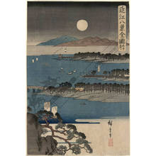 歌川広重: Looking at Ishiyama with a general view of the Eight sights of the province of Omi - Austrian Museum of Applied Arts