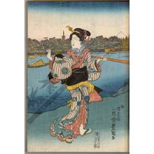 歌川国貞: Women at the banks of Sumida river (title not original) - Austrian Museum of Applied Arts