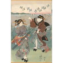 Utagawa Kunisada: Gathering shells at Suzaki - Austrian Museum of Applied Arts