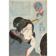 歌川国貞: Woman adjusting her make-up (title not original) - Austrian Museum of Applied Arts