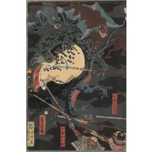 歌川芳虎: Sato Masakiyo attacking the rebels of Shikoku - Austrian Museum of Applied Arts