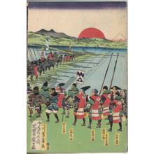 Utagawa Yoshikazu: Mashiba Hisayoshi goes to war by order of Ota Harunaga - Austrian Museum of Applied Arts