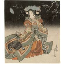 Utagawa Kunisada: Woman beneath a crescent moon (title not original) - Austrian Museum of Applied Arts
