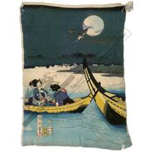 豊原国周: Trip on a boat by full moon (title not original) - Austrian Museum of Applied Arts