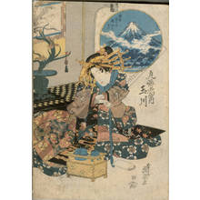 渓斉英泉: Fuji of Suruga, The courtesan Tamagawa from the Maruebi house - Austrian Museum of Applied Arts