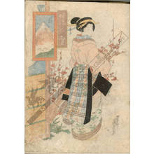 渓斉英泉: Courtesan befor plum tree (title not original) - Austrian Museum of Applied Arts