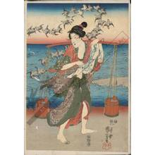Utagawa Kuniyoshi: Woman salt-scooper (title not original) - Austrian Museum of Applied Arts
