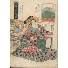 渓斉英泉: Sakanoshita, The courtesan Katsuragi from the Sanomatsu house (Station 48, Print 49) - Austrian Museum of Applied Arts