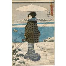 歌川芳虎: Snow viewing by the Sumida river - Austrian Museum of Applied Arts