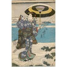 Utagawa Yoshitora: Snow viewing by the Sumida river - Austrian Museum of Applied Arts