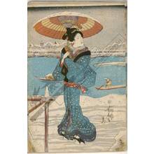 歌川芳虎: Snow viewing by the Sumida river - Austrian Museum of Applied Arts