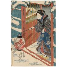 Utagawa Kunisada: Visiting a teahouse on a winter’s day (title not original) - Austrian Museum of Applied Arts