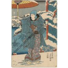 Utagawa Kunisada: Visiting a teahouse on a winter’s day (title not original) - Austrian Museum of Applied Arts