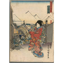 歌川国貞: Nihonbashi in Edo (start, print 1) - Austrian Museum of Applied Arts