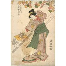 Utagawa Toyokuni I: Iwai Hanshiro as Osono, the daughter of Tagosaku - Austrian Museum of Applied Arts