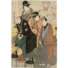 Utagawa Toyokuni I: Actors as guests of a teahouse (title not original) - Austrian Museum of Applied Arts