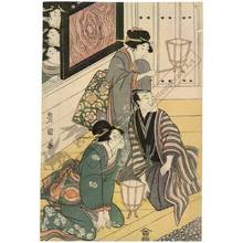 Utagawa Toyokuni I: Actors as guests of a teahouse (title not original) - Austrian Museum of Applied Arts