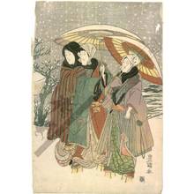 Utagawa Toyokuni I: Twelfth month: Snowfall at Mukojima - Austrian Museum of Applied Arts
