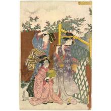 Utagawa Toyokuni I: Eighth month: Viewing the moon in the style of the Junidan tale - Austrian Museum of Applied Arts