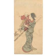 Nishikawa Sukenobu: Woman with a baby (title not original) - Austrian Museum of Applied Arts