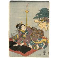 Utagawa Kunisada: Woman folding a kimono (title not original) - Austrian Museum of Applied Arts