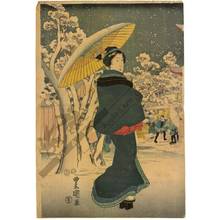 Utagawa Kunisada: Famous place at the eastern capital: The year-end fair at Asakusa - Austrian Museum of Applied Arts