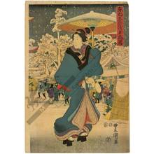 Utagawa Kunisada: Famous place at the eastern capital: The year-end fair at Asakusa - Austrian Museum of Applied Arts