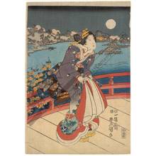 Utagawa Kunisada: On the bridge (title not original) - Austrian Museum of Applied Arts