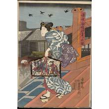 Utagawa Kunisada: Morning visit of a temple exhibiting an image of Saga - Austrian Museum of Applied Arts