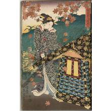 Utagawa Kunisada: Autumn leaves and colourful pattern - Austrian Museum of Applied Arts