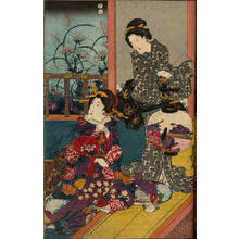 Utagawa Kunisada: Amusements in the garden with the seven fall flowers - Austrian Museum of Applied Arts
