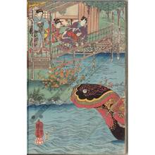 Utagawa Kuniyoshi: Pleasure-trip on a boat in chinese style / Beauties amusing themselves in the garden - Austrian Museum of Applied Arts