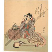 Katsushika Hokusai: Woman with shamisen (title not original) - Austrian Museum of Applied Arts